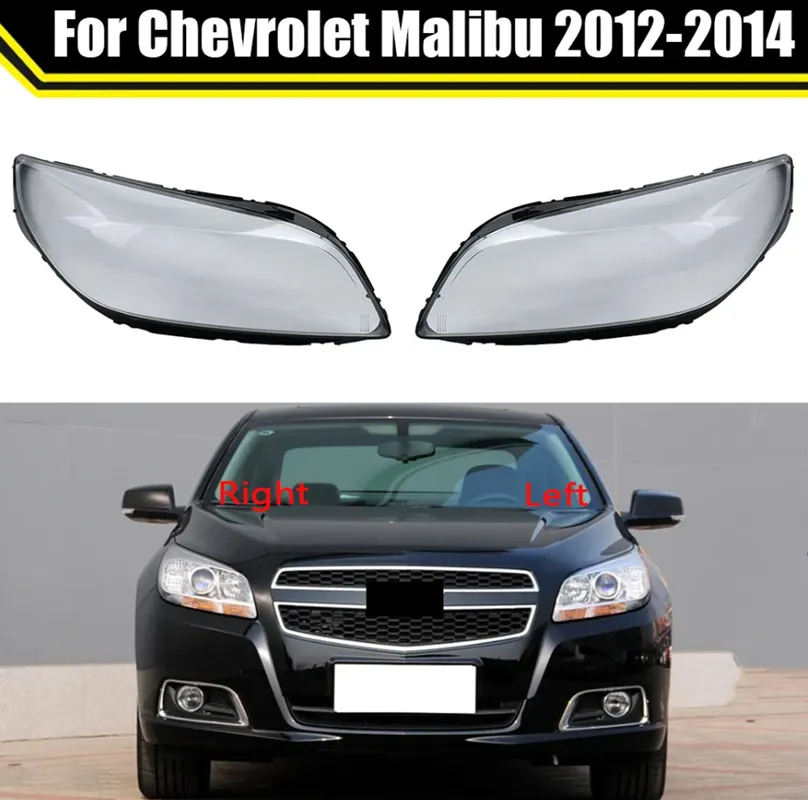 Främre bil skyddande strålkastarglaslinser täcker skugga skal transparent ljus bostadslampa för chevrolet malibu 2012-2014