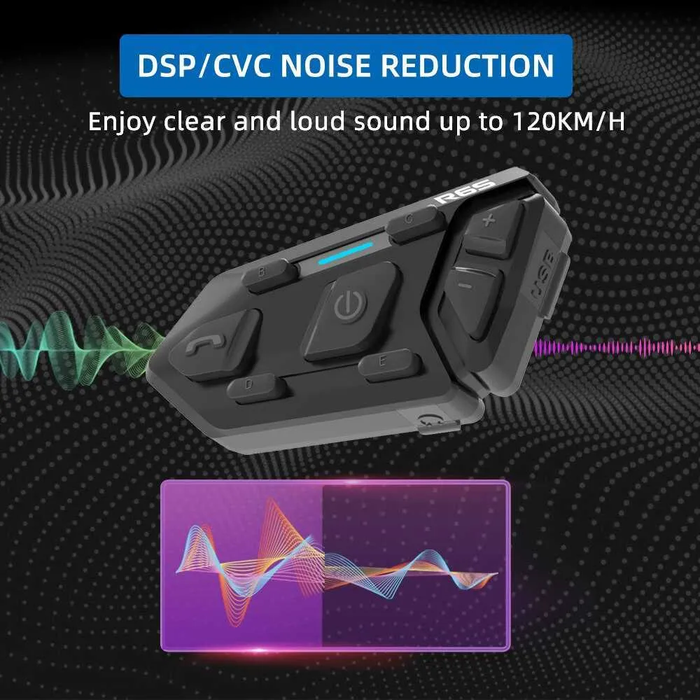 Walkie Talkie WAYXIN 6 Riders Helmet Headset Motorcycle Bluetooth Intercom Wireless Communication GPS Interphone Waterproof 1200M BT 5.0 R6S HKD230925