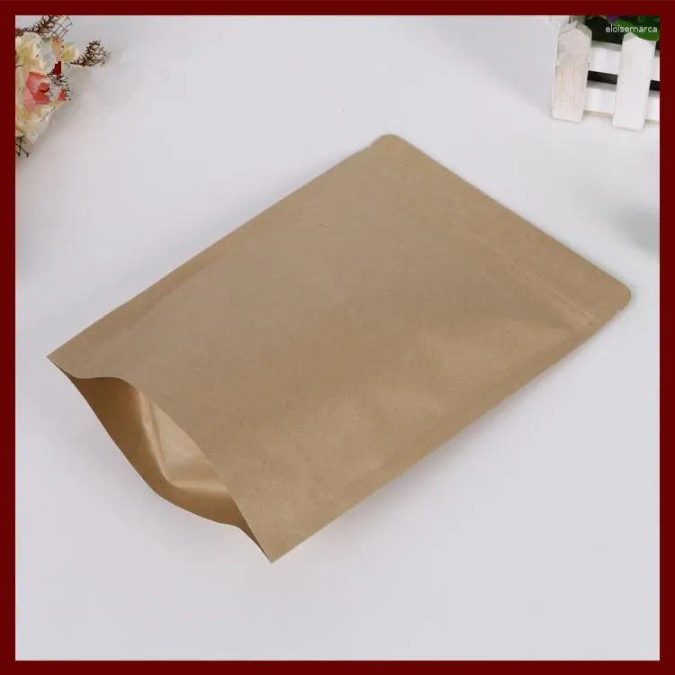 Jewelry Pouches 1000pcs/lot 17x24 4 Brown Kraft Paper Bag No Window Stand Up Zipper/zip Lock Packaging Bags For Gifts/tea