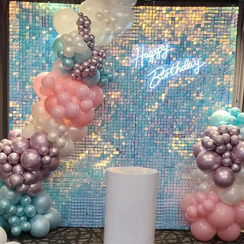 Party Decoration Sequin Shimmer Wall Backdrop Panel Decor Rain Po Zone Birthday Wedding Christmas Tinsel Glitter Foil Curtain