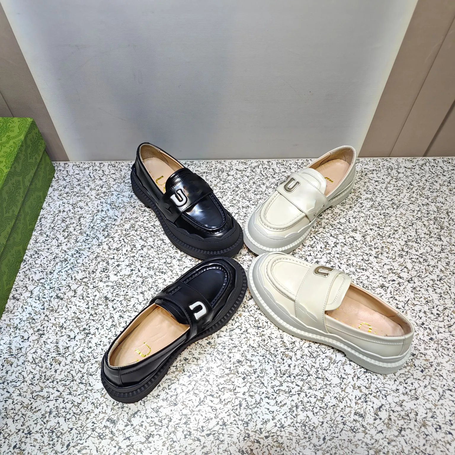 Womens gray cheap leather loafers
