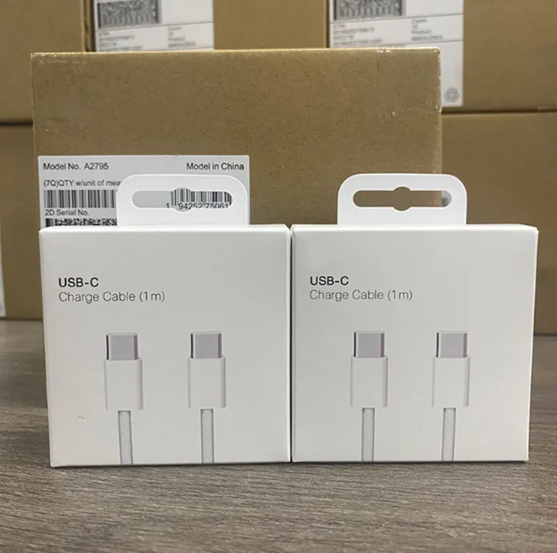 60W PD Type-C إلى C Cable for iPhone 15 MacBook Pro iPad Pro Fast Charging Cables for Samsung Xiaomi Huawei Data 1m Type C type C أفضل جودة مع مربع