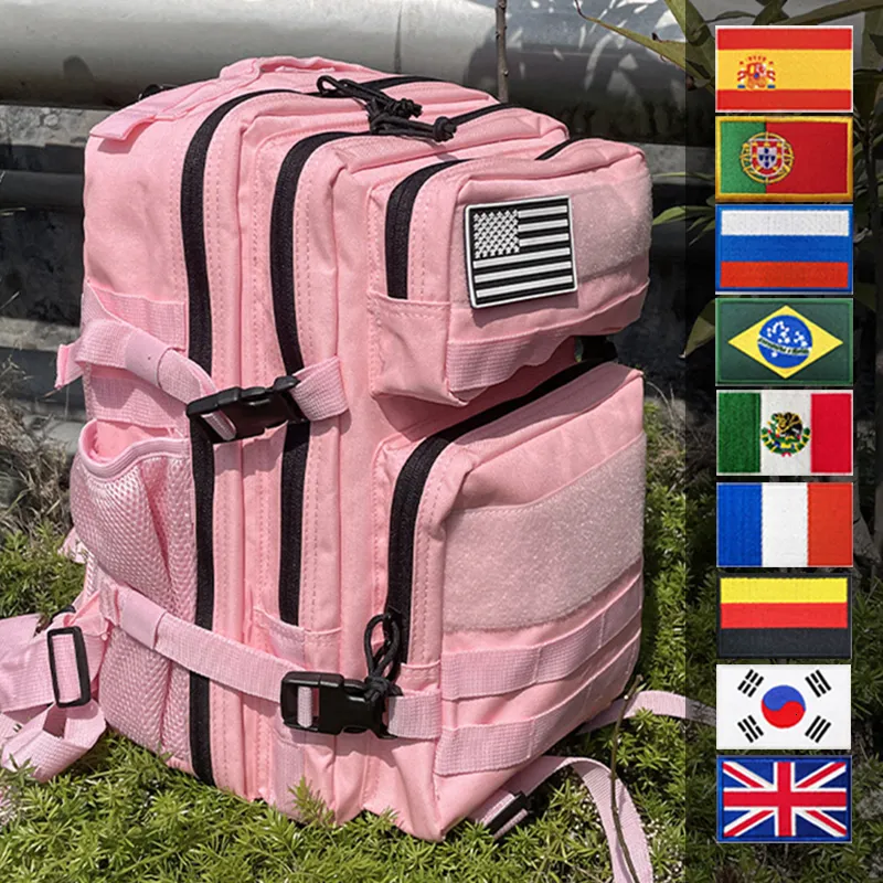 Zaino in spalla Borse da esterno 25L / 45L Uomo Zaino tattico militare Esercito Molle Borsa da assalto Donna Rosso Rosa Campeggio Trekking Caccia Accessori Zaini 230925