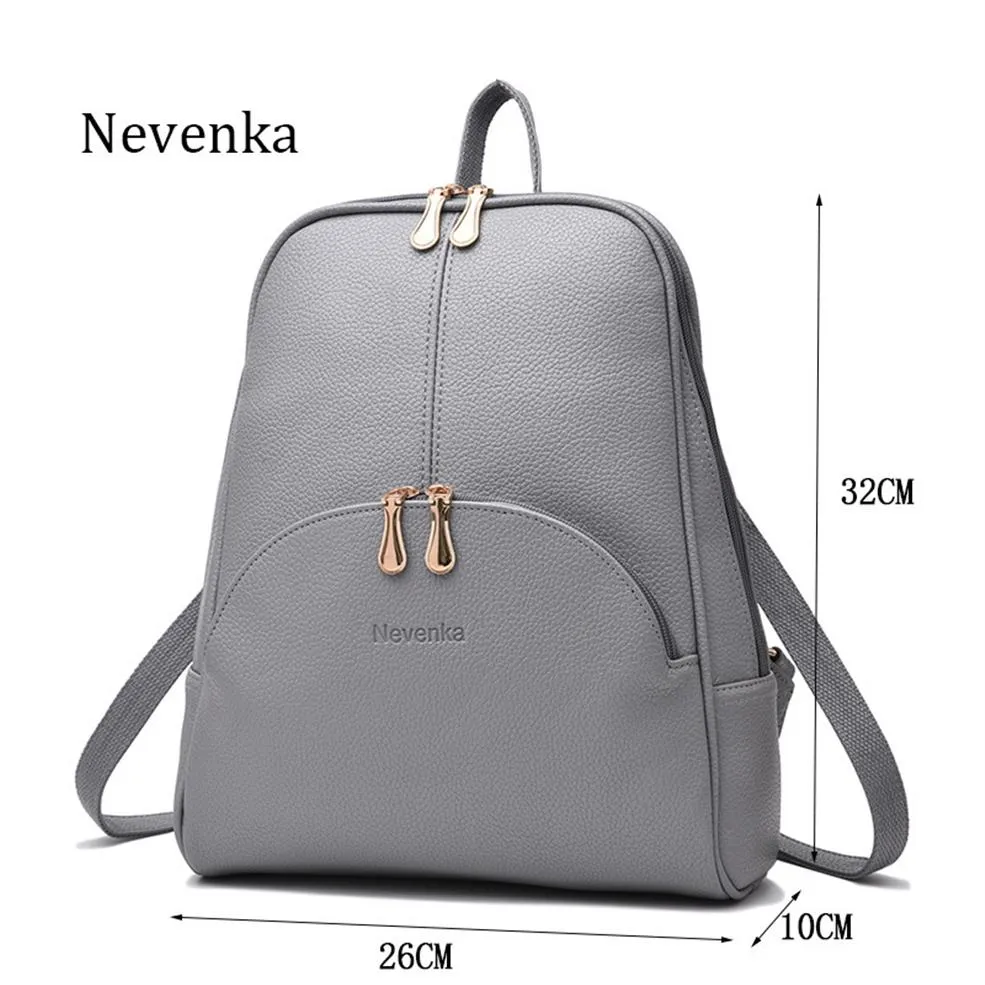 Mini mochila Nevenka, mochilas ligeras para mujer, mochilas de moda para niñas, bolso escolar de cuero para mujer, mochila gris para mujer, negro J19285W