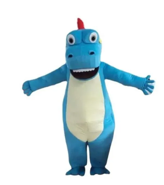 Rabattfabrik Blue Dinosaur Mascot Costume Fancy Dress Birthday Födelsedagsfest Juldräkt Karnival Unisex Vuxna Dräkt