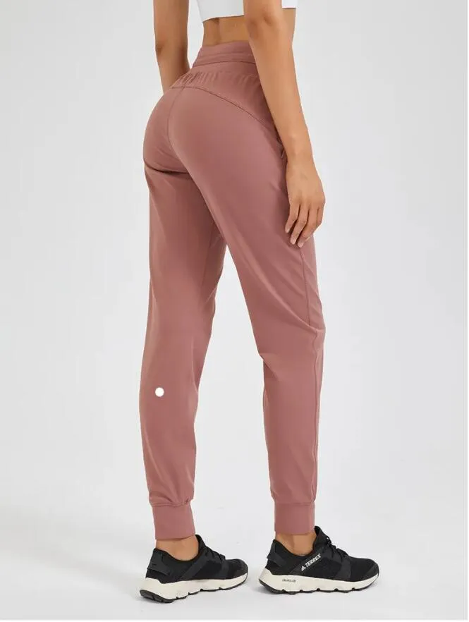 LL Yoga Wear Pantalon de jogging pour femme prêt à tirer sur corde extensible taille haute avec sangle d'entraînement