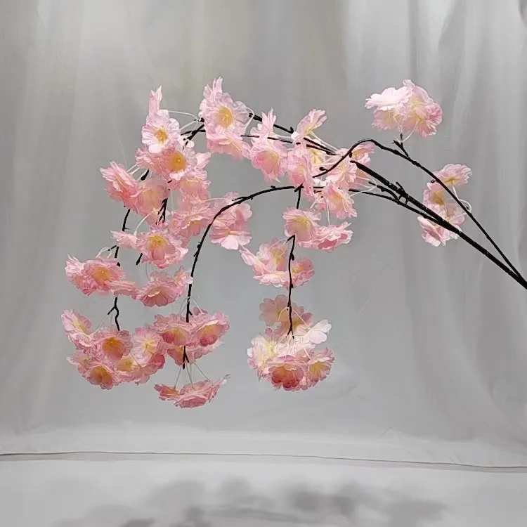 Flores decorativas de casamento seda flor de cerejeira ramo de árvore flores artificiais
