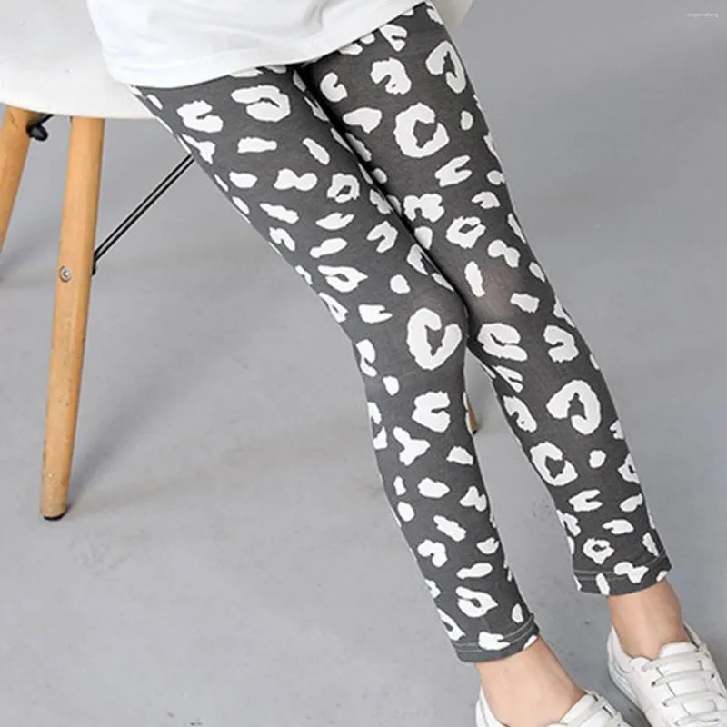 Trousers Summer Black Pants White Leopard Print Childrens Fashion
