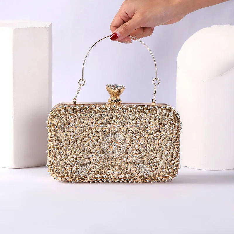 Sweet Lady Fashion Silk Clutch Bag Flower Decoration Bridesmaid Handbags  Small Bag