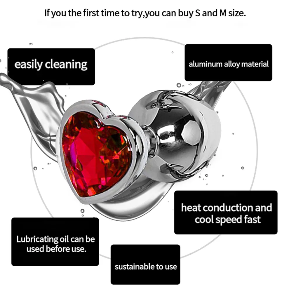 3 pezzi set giocattoli anali spina cuore cristallo in acciaio inossidabile giocattolo liscio per le donne stimolatore di testa di 3 dimensioni massa della prostata_voghion.com