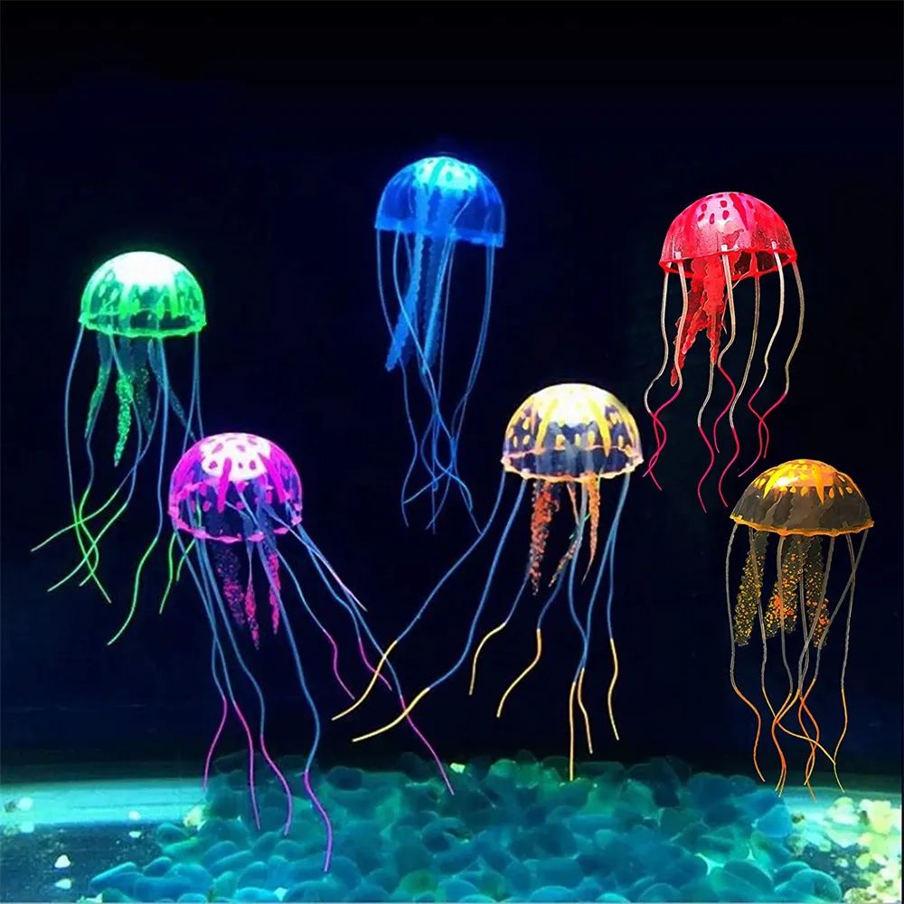 Aquariums Natation artificielle méduse lumineuse décoration d'aquarium réservoir de poissons sous-marin plante vivante ornement lumineux paysage aquatique 230925