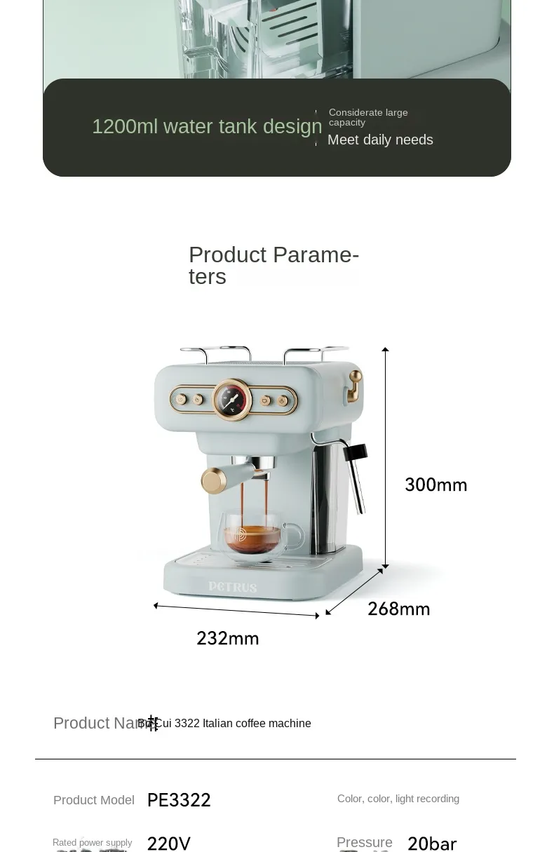 Ariete Home Italian Semi-automatic Retro Coffee Maker Small Professional  Concentrated Steam One Milk Foam Coffee Maker Machine
