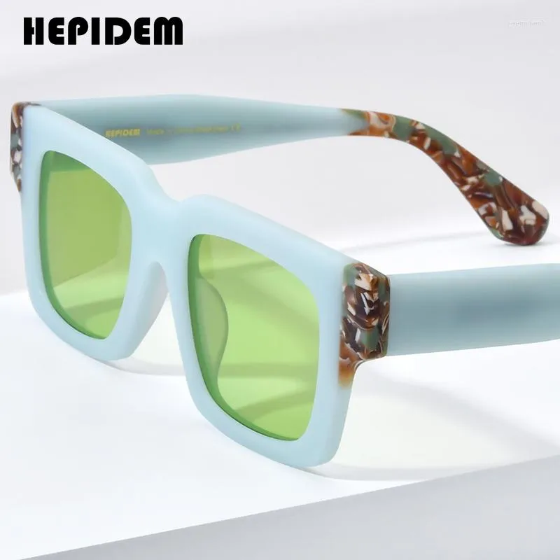 Солнцезащитные очки HEPIDEM, матовые ацетатные поляризационные мужские очки UV400, 2023, простые модные квадратные солнцезащитные очки в стиле ретро, женские оттенки H9288T