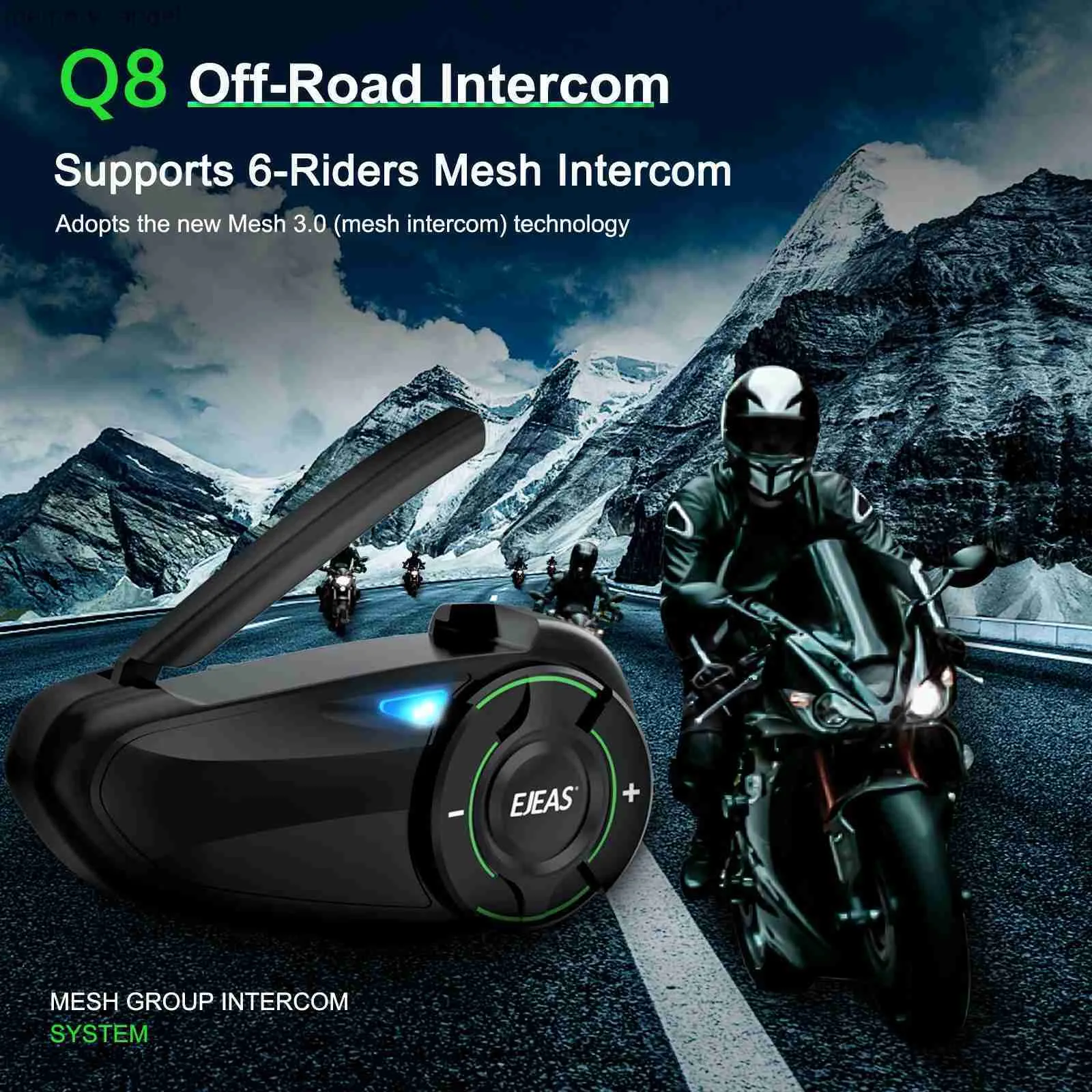 Walkie Talkie EJEAS 1 Stück Q8 Mesh Group Intercom System Motorrad Helm Headset Intercom Motorrad Bluetooth Interphone für 6 Fahrer HKD230925