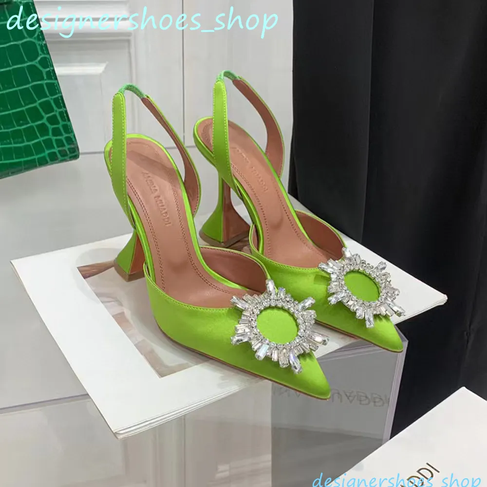 Crystal Sunflower Satin Dressy Sandals For Wedding: Amina Muaddi ...