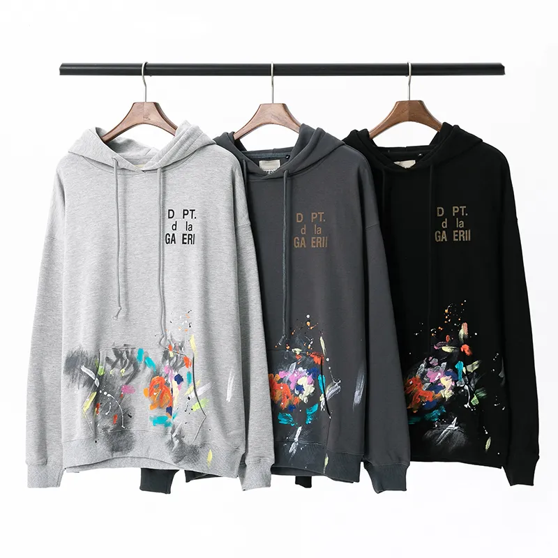 Kış Erkek Hoodies Sweatshirts Hoodie Tasarımcı Galerileri Bölümler Gary Boyalı Graffiti Kullanılmış Mektuplar Baskılı Gevşek Moda Erkek ve Kadın Hoodies S-XXL Boyut