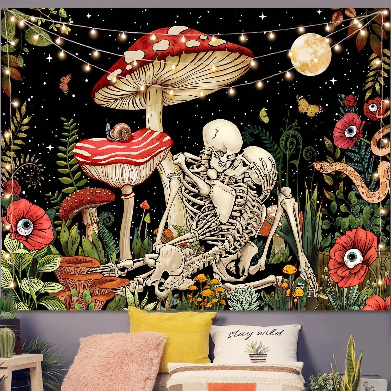 Tapestries Mushroom Skull Tapestry Wall Hanging Skeleton Floral Tapestries  Aesthetic Room Decor Trippy Plant Nature Art Bedroom Decoration 230923 Von  7,03 € | DHgate, image size:1500x1500