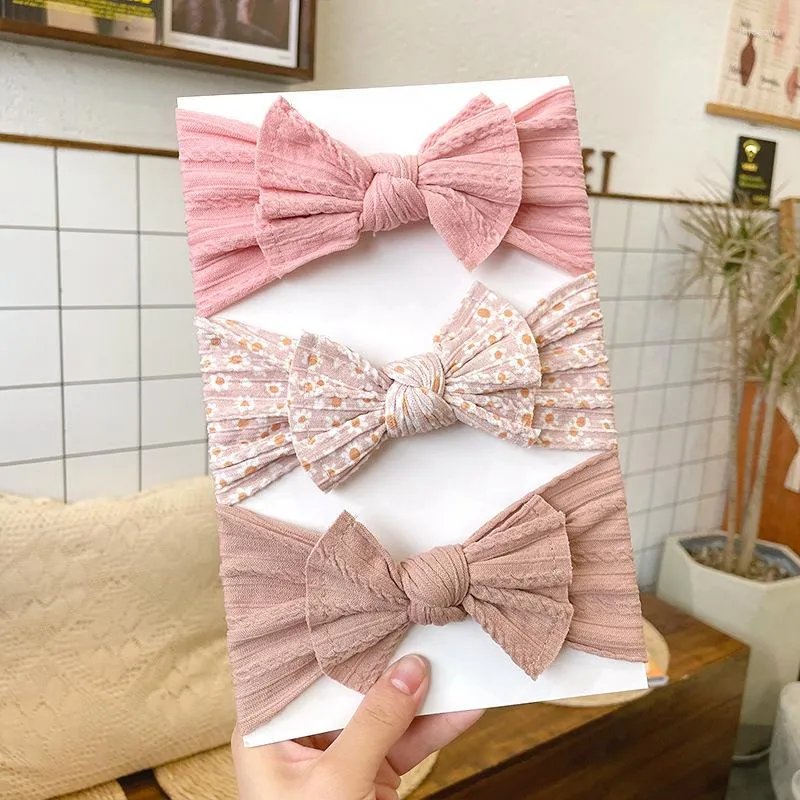 ヘアアクセサリー3pcs/lot baby headbands rib bow born for girl cildrenターバン幼児の子供向け柔らかい柔らかい