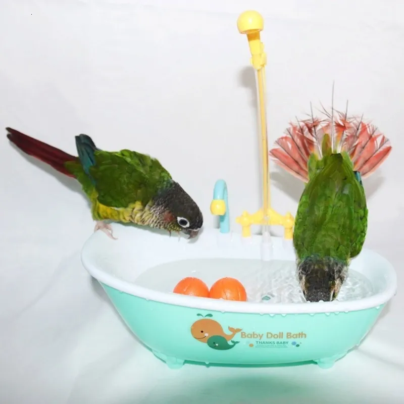 Andere Tierbedarfsartikel Papagei Automatische Badewanne Vogeldusche Badewanne Futternapf für kleine mittelgroße Sittiche Lovebird 230923