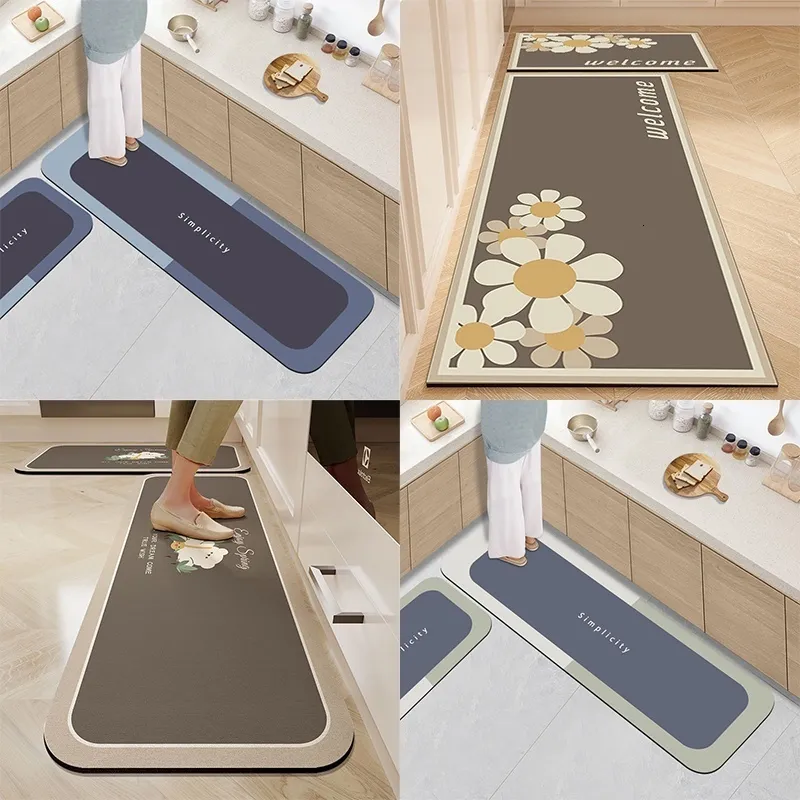 Carpets 1pc Diatom Mud Floor Mat Super Absorbent Kitchen Mat Quick-Drying Kitchen rugs 230923