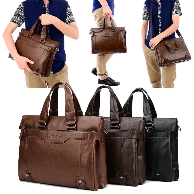 Maletas Grande Maleta Bag para Homem PU Bolsas de Couro Laptop 14 Ombro Ita Business Office Messenger Portfólio Crossbody Bag Masculino 230925