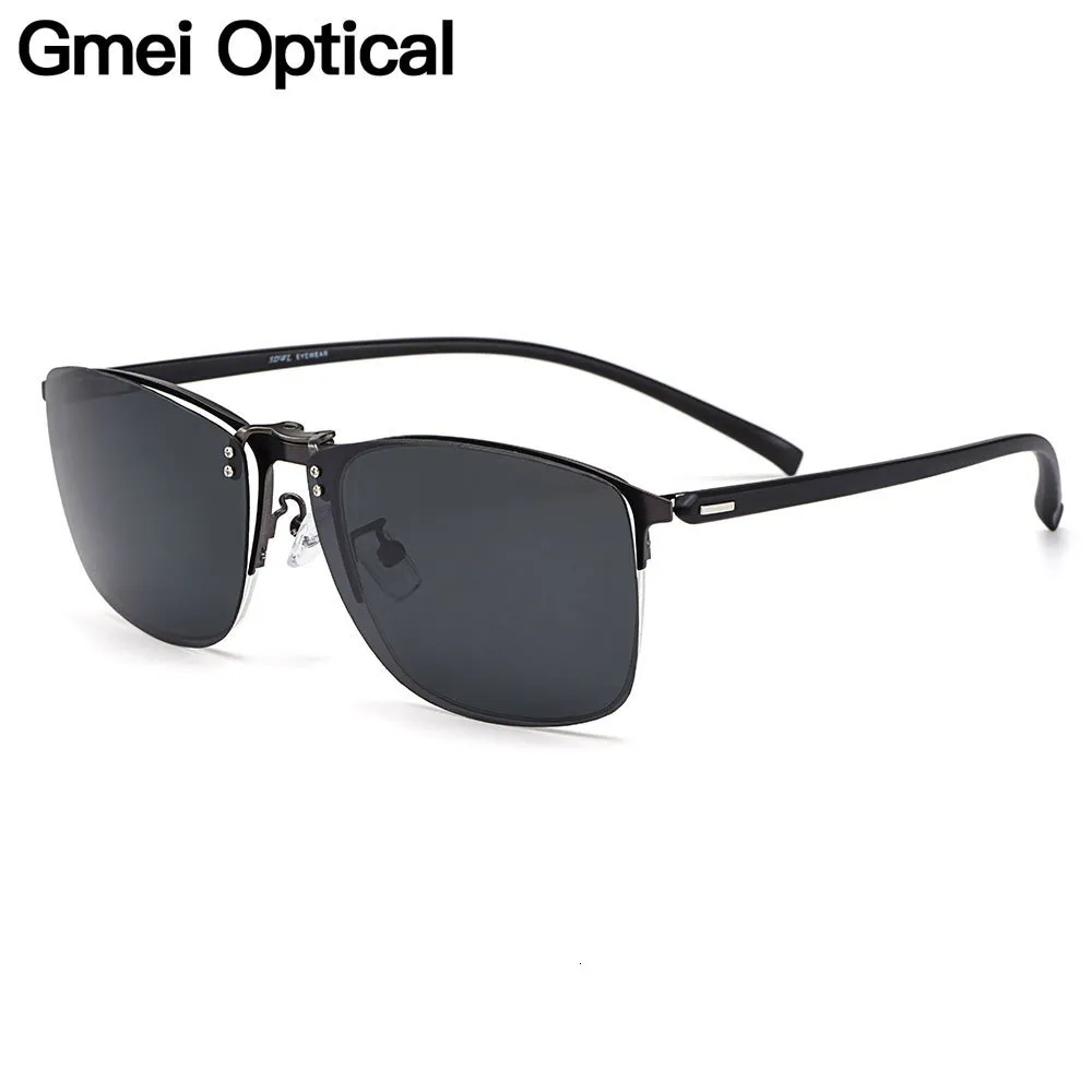 Fashion Sunglasses Frames Gmei Optical Men Square Ultralight Alloy Semi-Rimless Glasses Frame Polarized Clip on Sunglasses S9341 230923