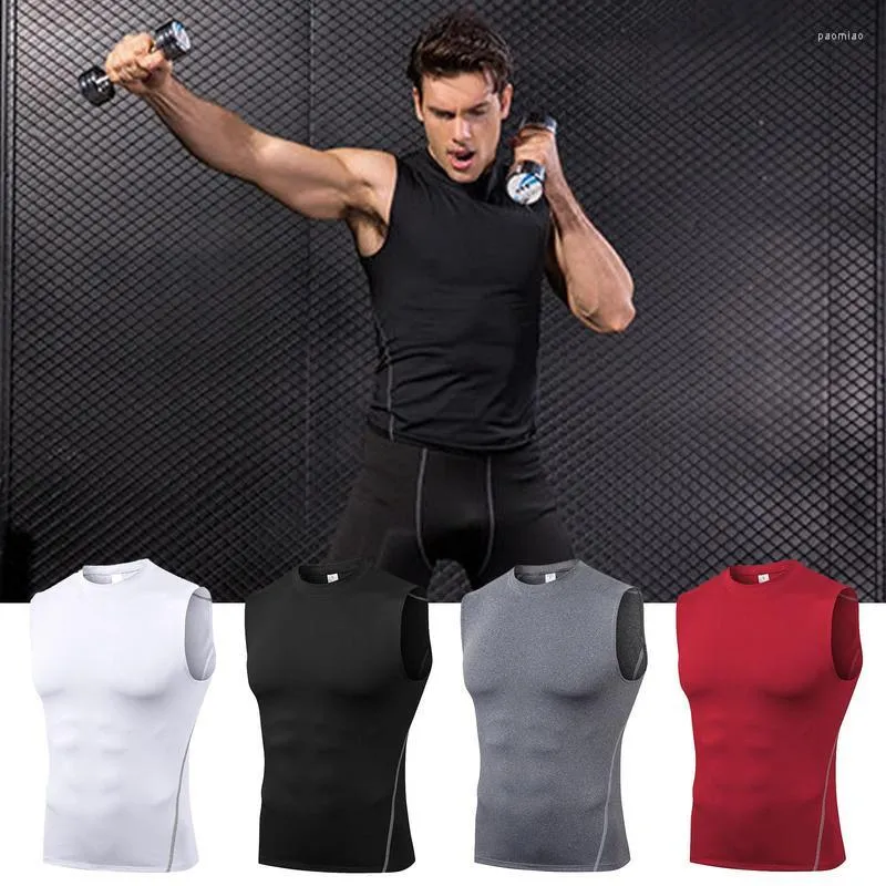 Men's Body Shapers Sleeveless Compression Top Breathable Tight Training Tank For Men Elastic Quick Drying Fitness Workout TShirt