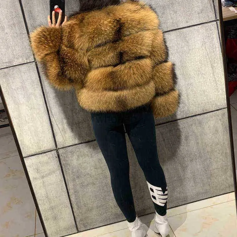 Women's Fur Faux 2022 New Casaco Feminino Winter Fake Raccoon Jacket Women Fluffy Coat Brown Thick Warm Outerwear Fashion Overcoat G220727 YQ230925