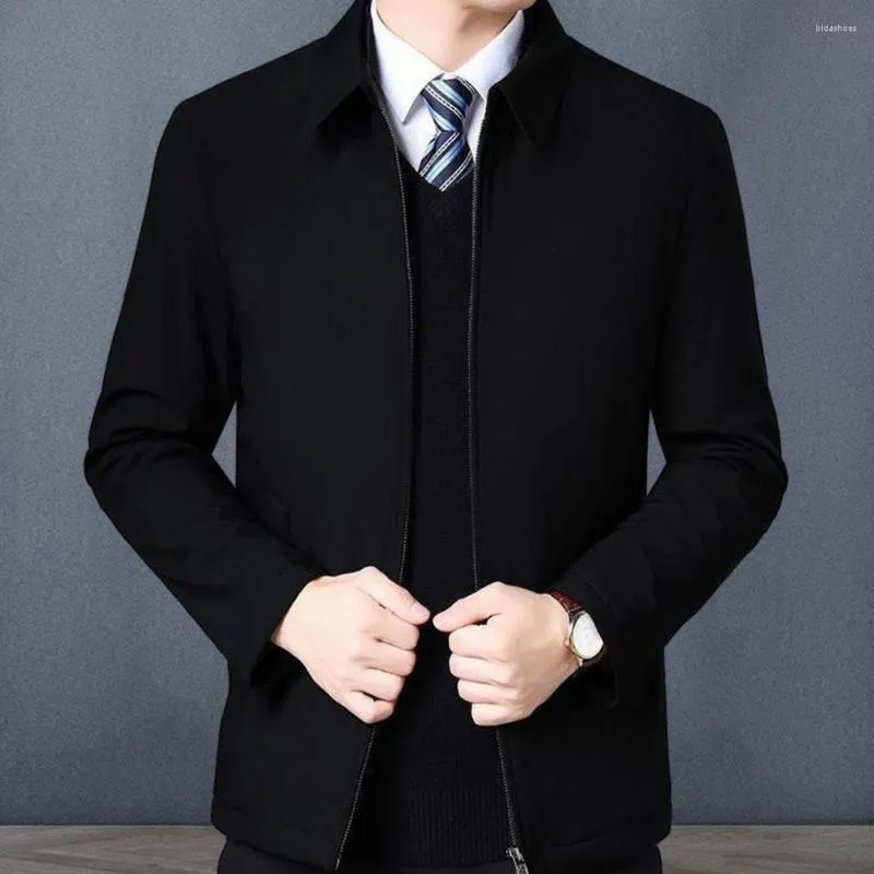 Men's Jackets Elderly Jacket Stylish Suit Coat Business-ready Zipper Placket Anti-wrinkle Long Sleeve For Spring Fall Men