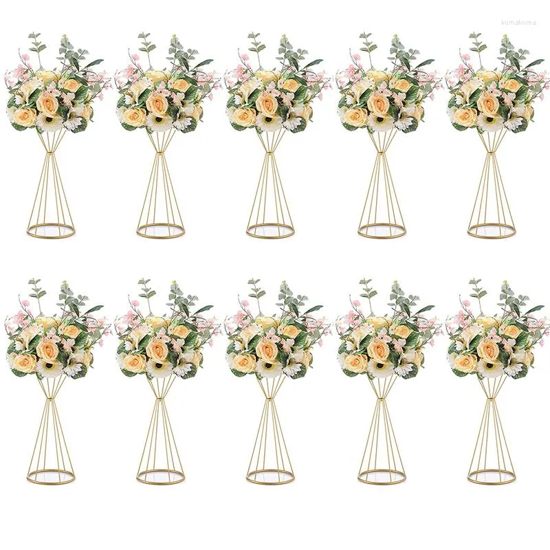 Décoration de fête 50 cm / 70 cm Vases Or / Blanc Fleur Stand Métal Route Plomb Mariage Pièce Maîtresse Fleurs Support Pour Banquet Événement