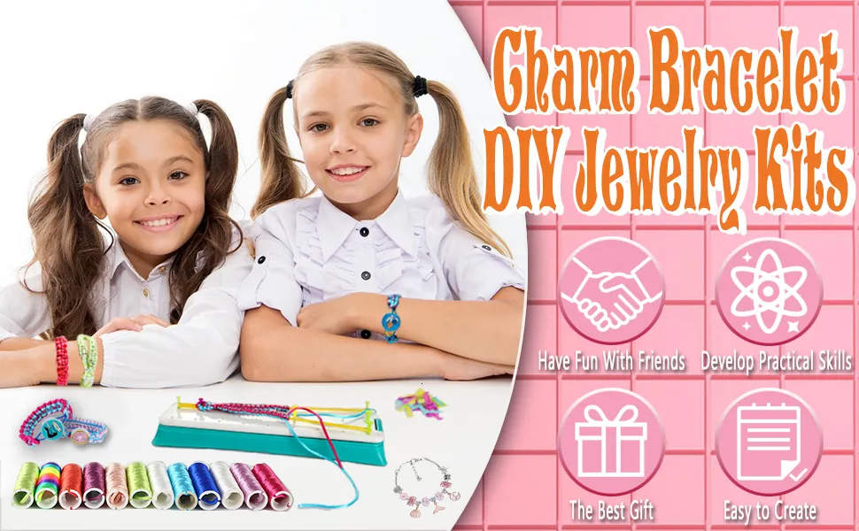 Kit Créatif De Bracelets D’amitié Pour Filles Et Garçons – 26 Fils, Perles, Boutons, élastiques, Rangement 3 Couches – DIY Pour Enfants Dès 6 Ans, Cadeau Idéal