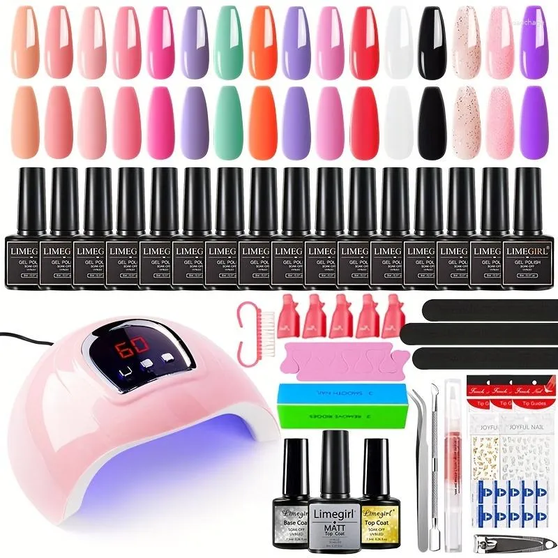 Kits de arte de unhas LILYCUTE 8ML Gel Polish Kit Glitter Semi-Permanente Híbrido UV LED para iniciantes