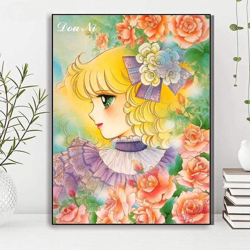 Diamond Painting Japanese anime girl flower rhinestone Crystal