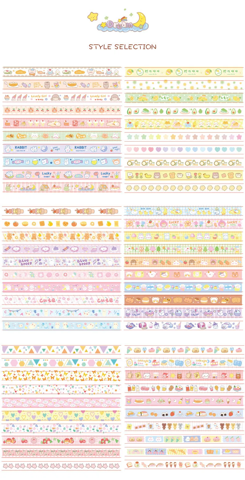 100 Piezas Kawaii Washi Pegatinas Set Linda Chica De Dibujos Animados  Animal Comida Fruta Diy Etiqueta Pegatina Decoración Para Álbum De Recortes  Diario