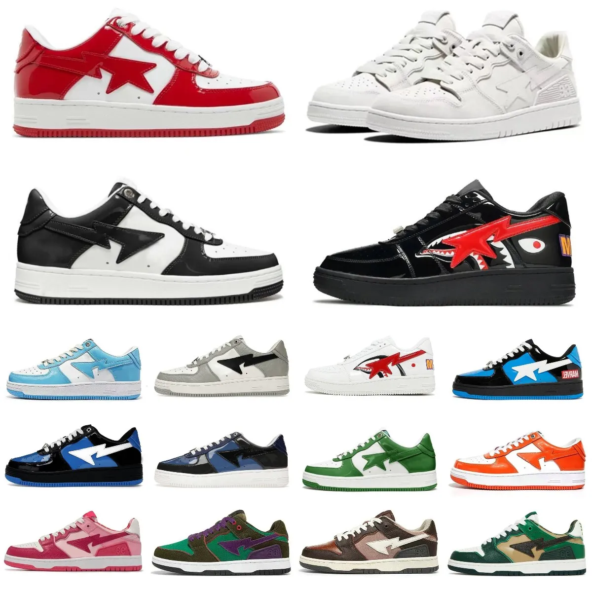 Designer Trainers Casual Shoes JJJJound Low Men Women Stas SK8 Color Camo BapeStaesi Combo Bathing Pink Patent Leather APES Green Black White Sports Luxury Sneakers