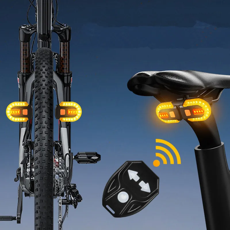 Lumières de vélo Chargement USB Télécommande sans fil Direction Feu arrière Détachable Montagne Nuit Équipement d'avertissement 230925