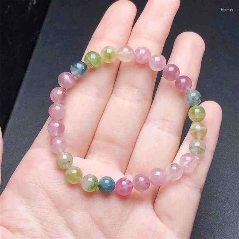 Link Bracelets Natural Macaron Tourmaline Bracelet String Charms Fashion Personalized Men Women Gemstone Jewelry Lovers Gift 1pcs