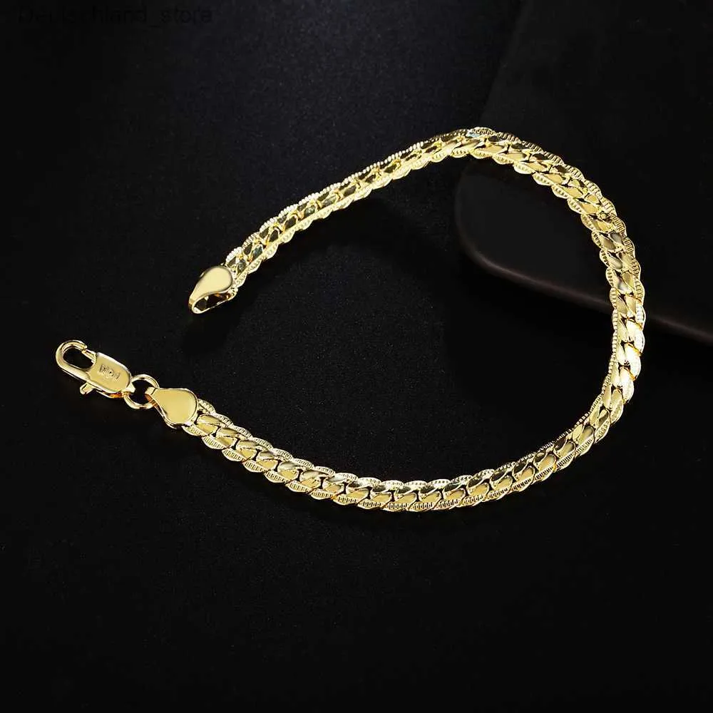 Braccialetti con ciondoli moda oro 18 carati argento sterling 925 5 mm uomini gioielli fascino donne bracciali catena signora spedizione gratuita regali festa di nozze Q230925