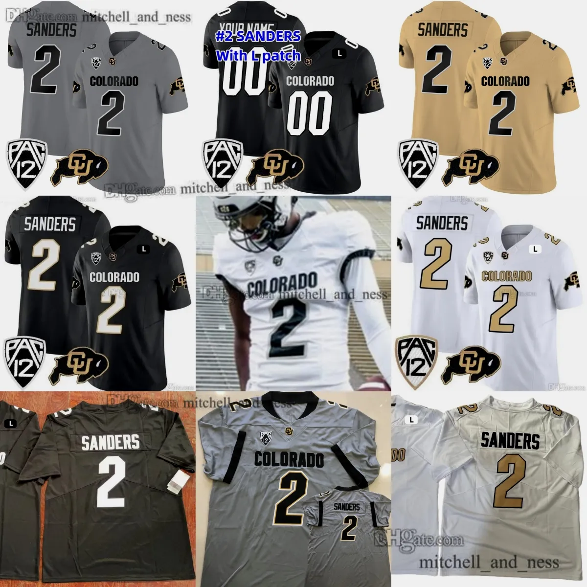 Nieuwe Legend 2 Shedeur Sanders Jerseys Custom S-6XL NCAA Football Colorado Buffaloes Man Dames Jeugd Shedeur Sanders Onthuld Jersey Stitch Pac 12 Patch 1924-2023 Kinderen