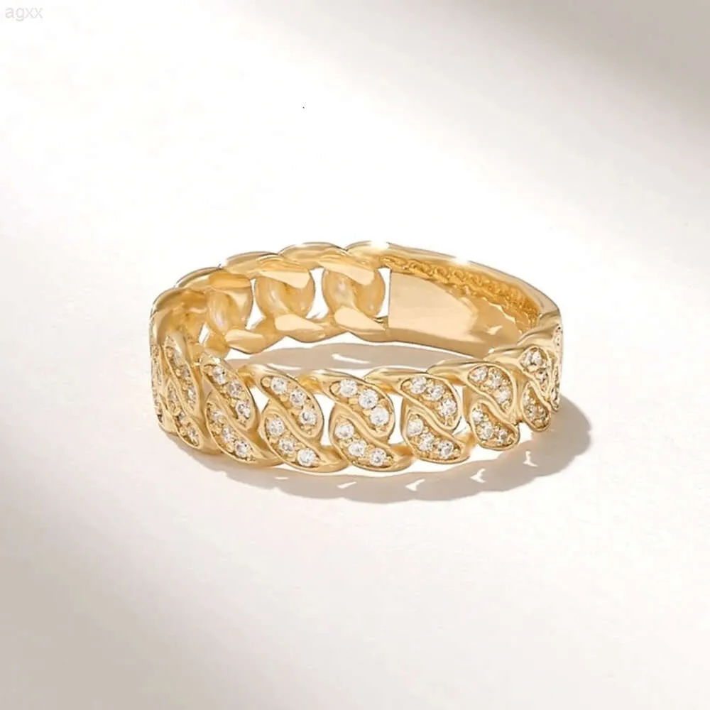 Toppsäljande artikel Sparkling Lab Grown Diamond Bold Cuban Link Ring VVS Clarity White Diamond Eternity Curb Chain Ring Band