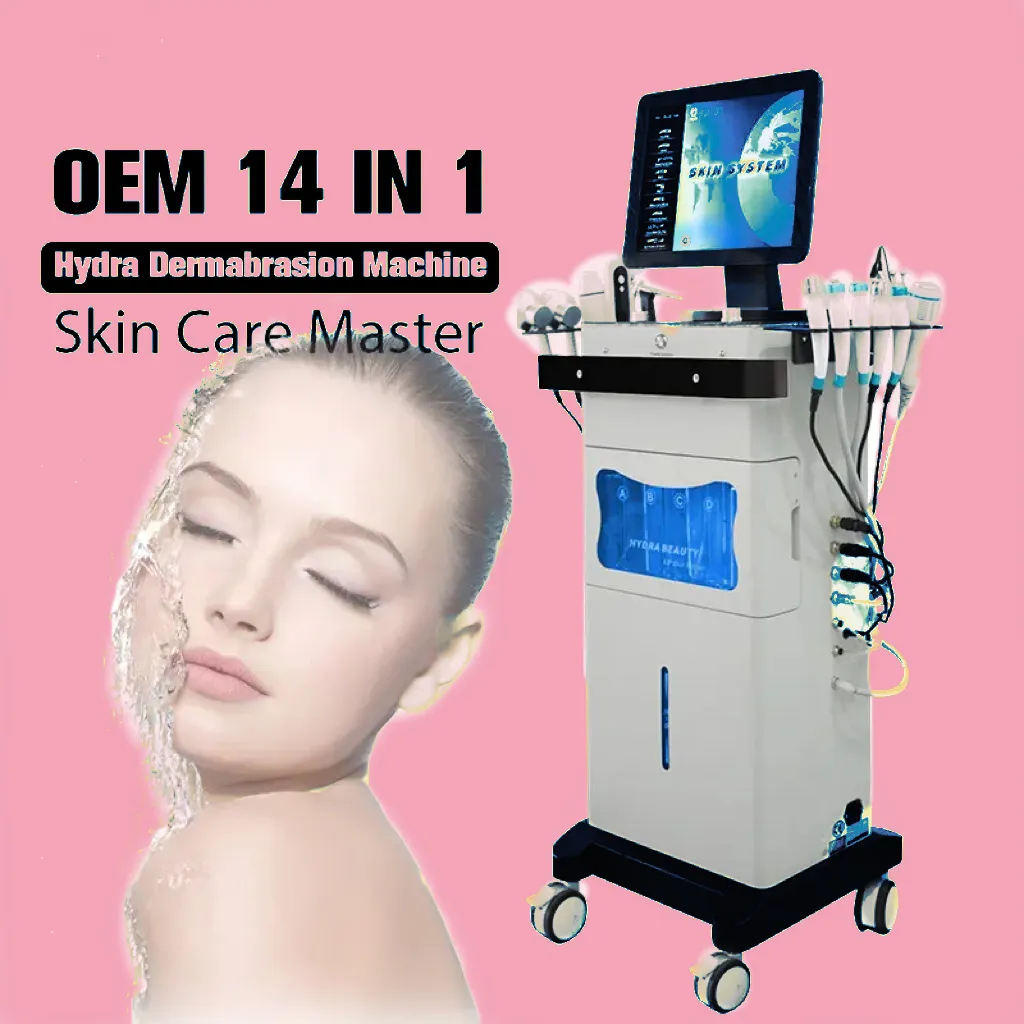 HOT 14 in 1 facial treatment pigment removal dermabrasion shrink pores factory spa oxygen jet H2O2 facial moisture replenishment machine