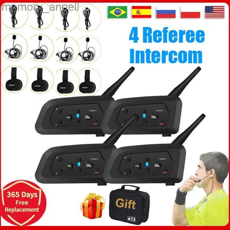 Walkie Talkie 4 Gebruikers Voetbal Intercom Headset V4C Full Duplex Bluetooth Hoofdtelefoon Voetbalconferentie 1200M Interphone HKD230925