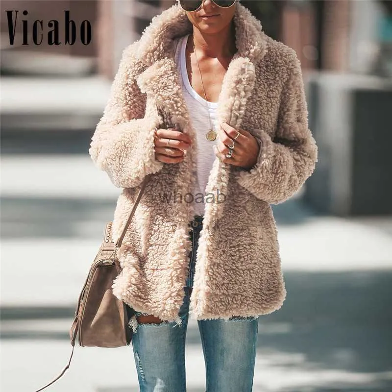 Faur en fourrure pour femmes Vicabo Fluffy Faux Fur Coat Femmes en peluche en peluche