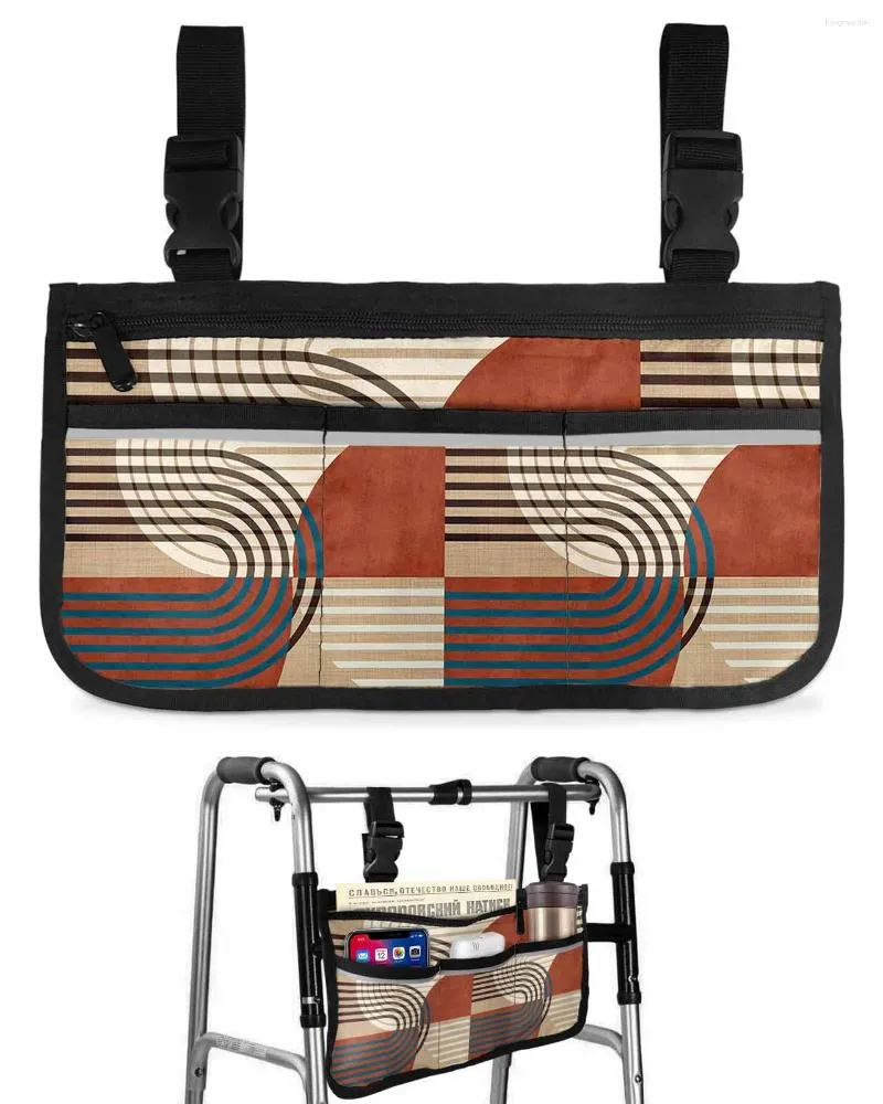 Borse portaoggetti Borsa per sedia a rotelle geometrica astratta Boho con tasche Borsa per deambulatore per scooter elettrico laterale sul bracciolo