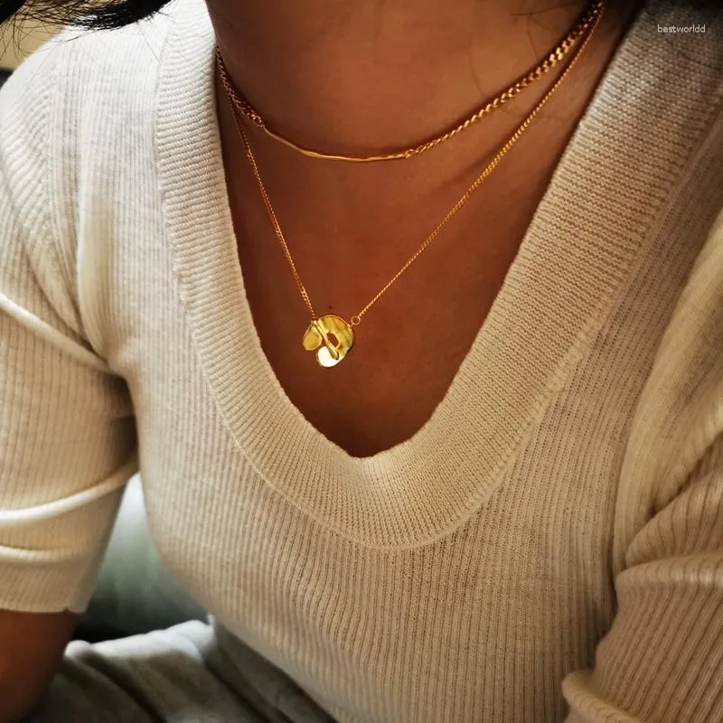 Chaînes Bijoux à la mode Deux couches Pendentif Collier Style Haute Qualité Chaîne de pull en cuivre pour les femmes