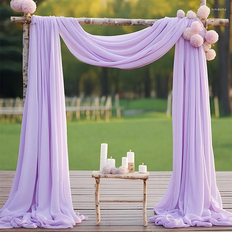 Party Decoration 2pcs Wedding Arch Drape Chiffon Sheer Tulle Pink Crystal Fabric Curtain Hanging Ceremony Reception Backdrop Home Decor