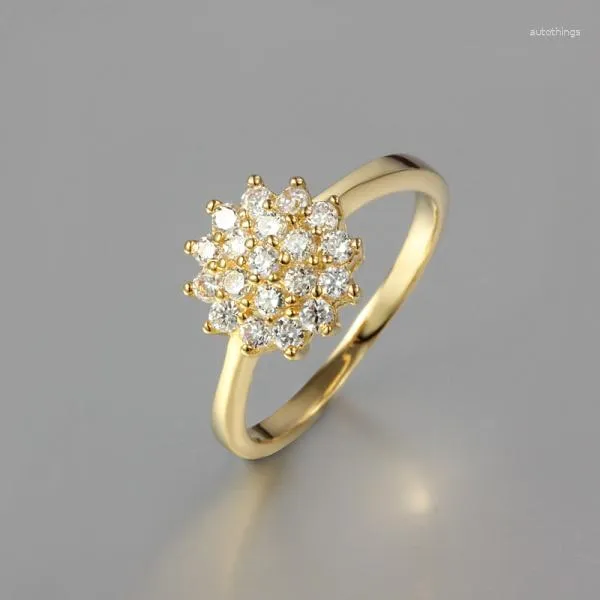 Cluster Rings Hainon Gold Color Round Wedding Bands Ring Paved Zircon High Quality Gift Jewelry Finger