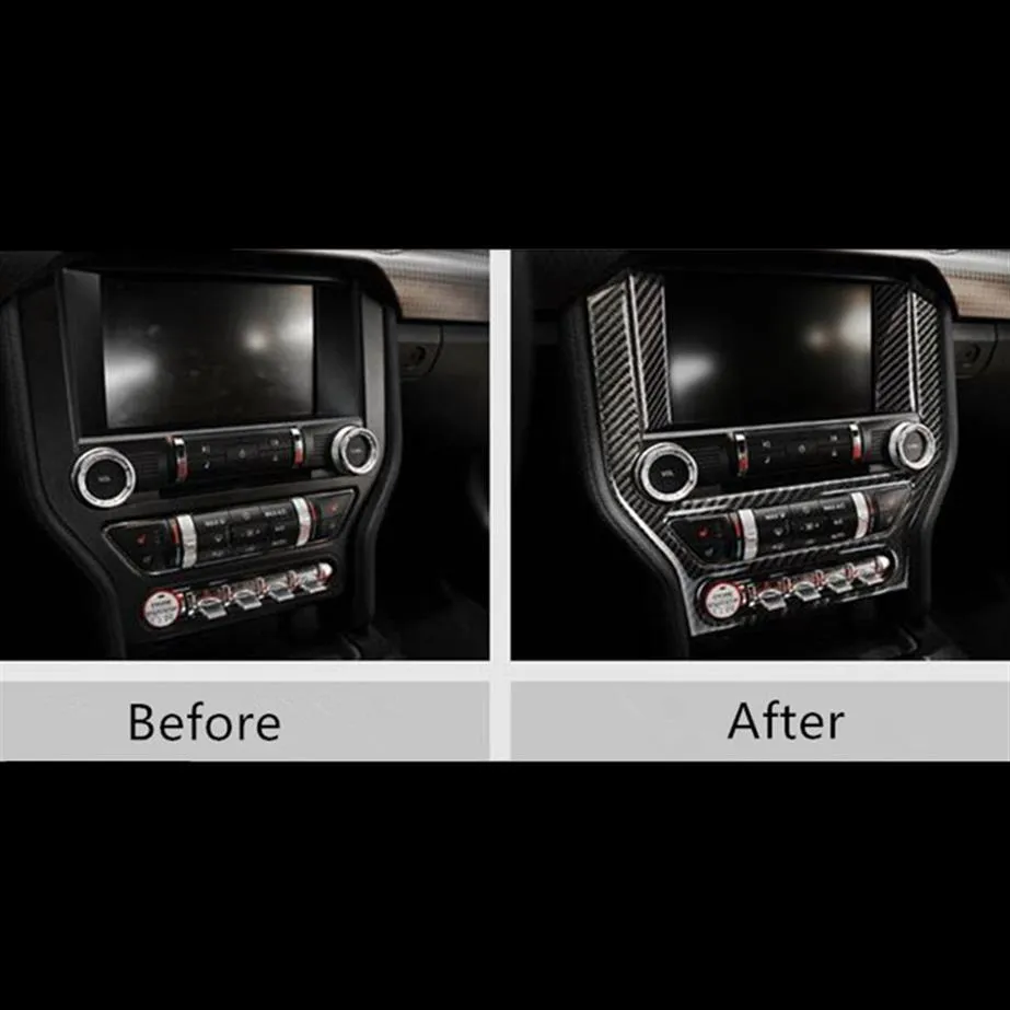 Carbon Fiber Center Console Trim Innendekor für Ford Mustang 2015-2017 Central Navigation CD Panel Decals239E