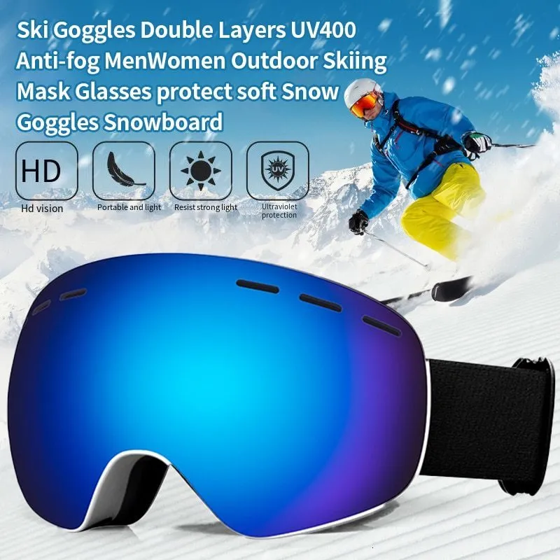 Lunettes extérieures Lunettes de ski Double couches UV400 Anti-buée Hommes Femmes Masque de ski Lunettes Protéger la neige douce Snowboard 230925