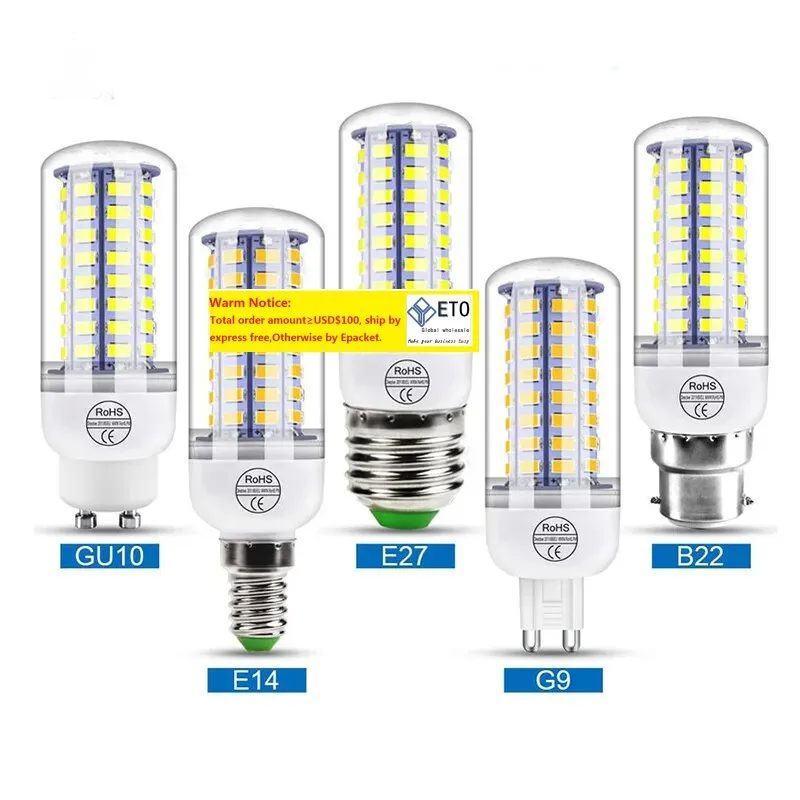 LED-Lampen Licht Maisbirne E27 E14 B22 GU10 GU9 SMD5730 56 69 72 Heimbeleuchtung Ersetzen Sie den Docht 200 Stück LL